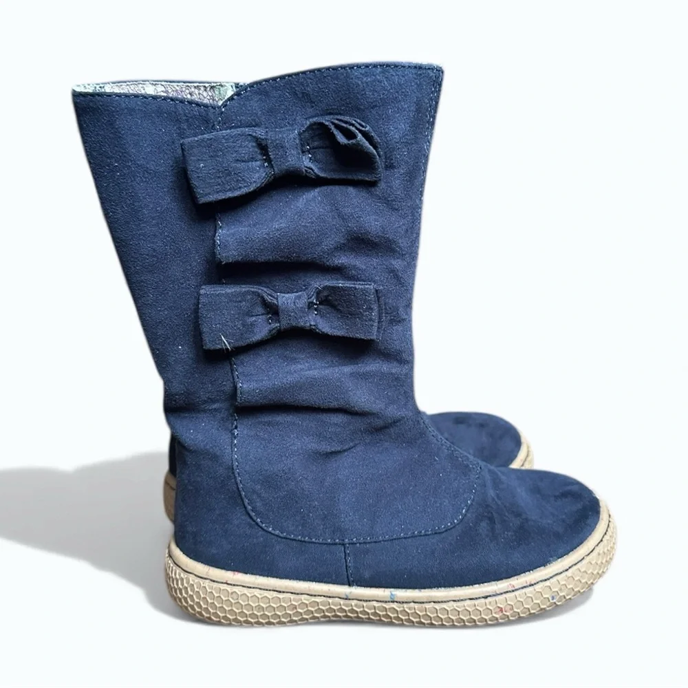 Livie & Luca Navy Neve Boots with Bows Toddler Girl Size 8